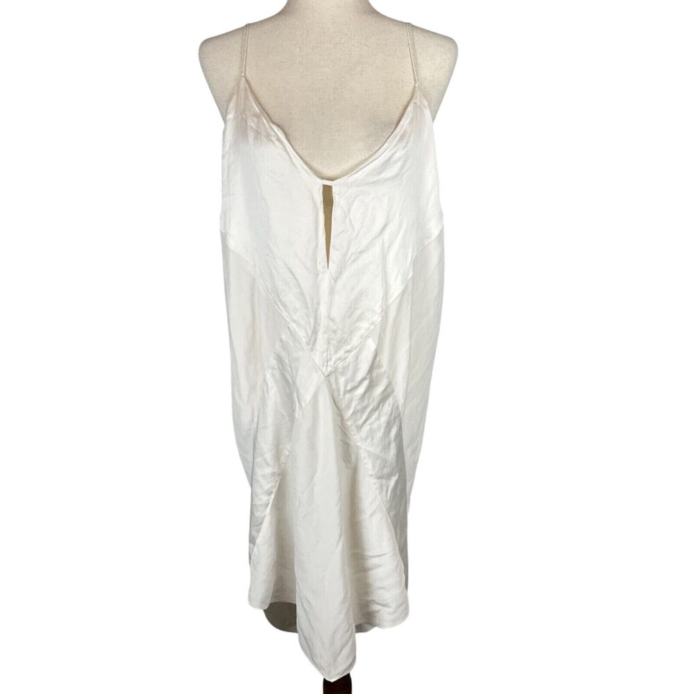 Michelle Mason Bias Cut Midi Slip Dress Size 8 White Silk Spaghetti Strap